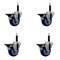 Service Caster 3.5'' Blue Poly Swivel 3/4'' Expanding Stem Caster Set with Brake, 4PK SCC-EX20S3514-PPUB-BLUE-PLB-34-4 - alternate 1